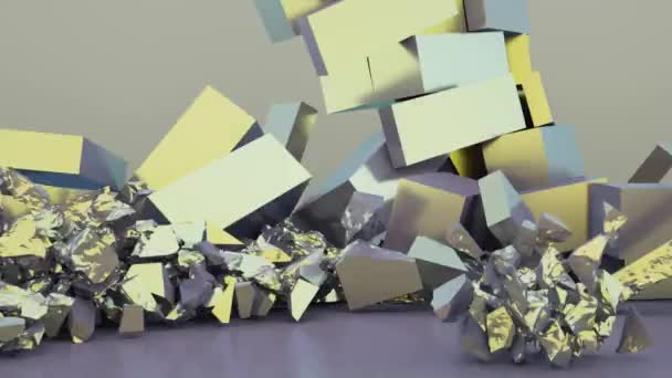 碎片和碎片坠落3D渲染 — 图库视频影像