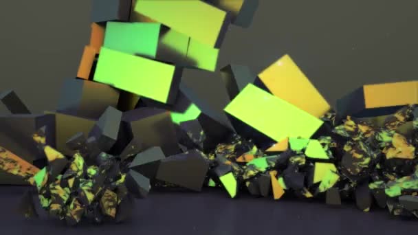 碎片和碎片坠落3D渲染 — 图库视频影像