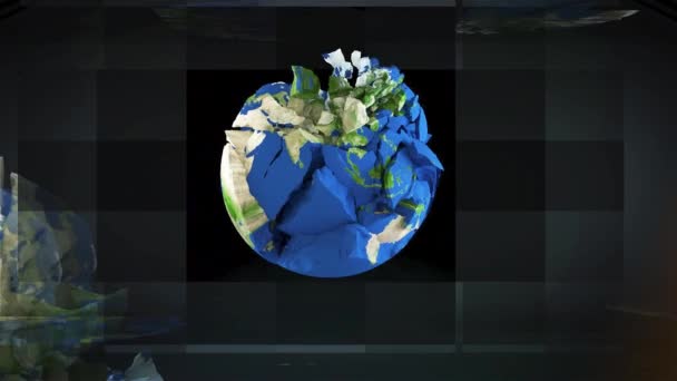 Abstraktes Earth Globe Pieces Rendering — Stockvideo