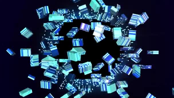 Fragments Cubes Shattering Rendering — Stock Video