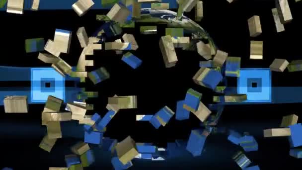 Fragmentos Cubos Shattering Rendering — Vídeo de Stock