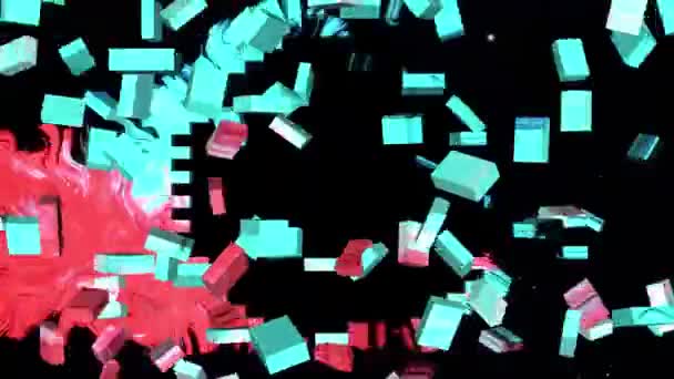 碎片和立方体粉碎3D渲染 — 图库视频影像