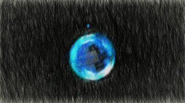 Dünya Küre Dijital Boyama