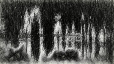 Soyut Kalem Çizimi Dijital İllüstrasyon