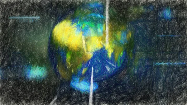 Earth Globe Digital Drawing