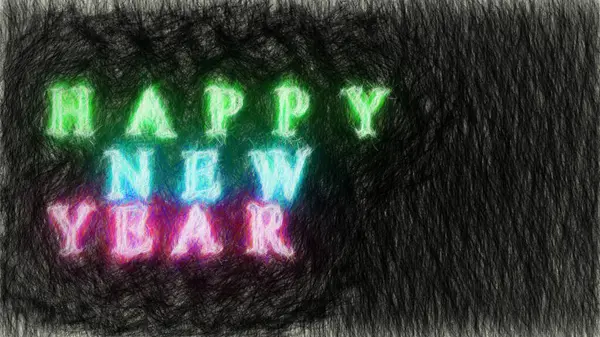 New Year Wishes Glowing Typography Digital Rendering