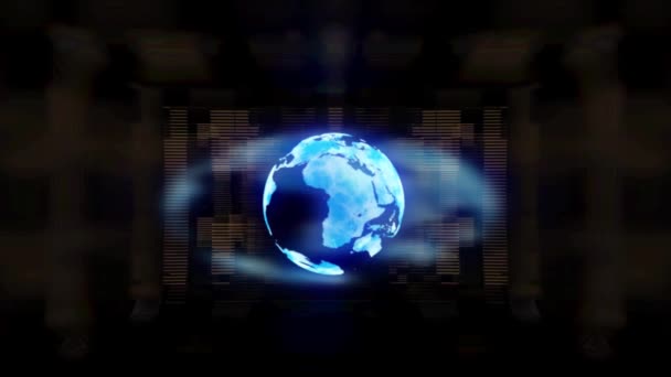 Мировая Голограмма Фон Цифровая Рендеринг — стоковое видео