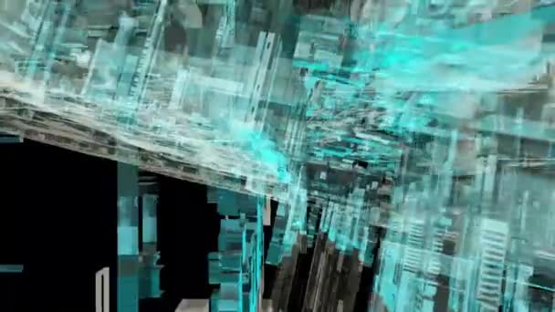 抽象技術ブロック背景3Dレンダリング — ストック動画