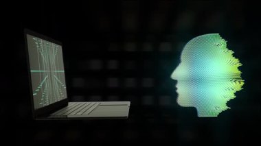 Yapay Zeka Hologramı Animasyon Video 4K. Yüksek kalite 4k görüntü