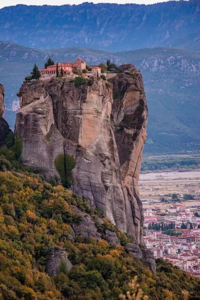 Mosteiro Santíssima Trindade Agia Triada Meteora Dos Monumentos Mais Fotografados — Fotografia de Stock