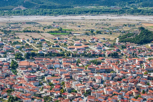 Photo Panoramique Aérienne Ville Kalambaka Depuis Les Monastères Des Météores — Photo