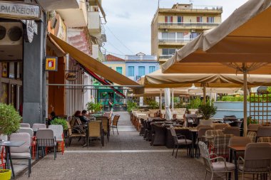 Sparti Yunanistan 'ın modern kentsel manzarası. Sparti, Laconia, Yunanistan ve Avrupa 'daki ünlü antik Sparta kentini anmak amacıyla kuruldu.