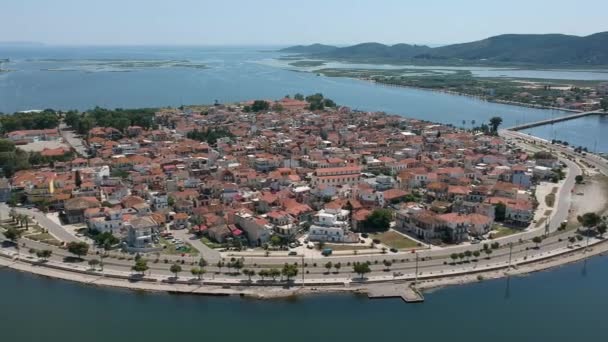 Luftaufnahme Der Berühmten Insel Stadt Aitoliko Ätolien Akarnania Griechenland Liegt — Stockvideo