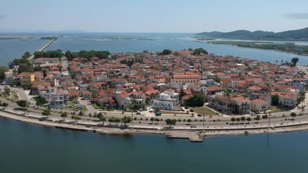 Aerial Scenic View Famous Island Town Aitoliko Aetolia Akarnania Greece — Stock Video