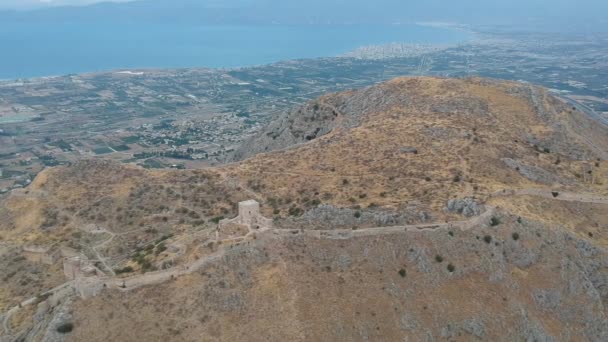 Αεροφωτογραφία Της Ακροκορίνθου Άνω Κορίνθου Της Ακρόπολης Της Αρχαίας Κορίνθου — Αρχείο Βίντεο