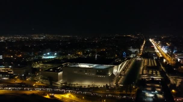 Vue Aérienne Paysage Urbain Sud Athènes Nuit Centré Sur Fondation — Video