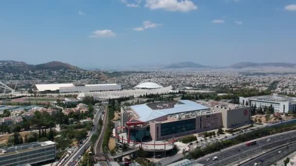 Flygfoto Panoramautsikt Över Norra Förorter Aten Stad Centrerad Den Berömda — Stockvideo
