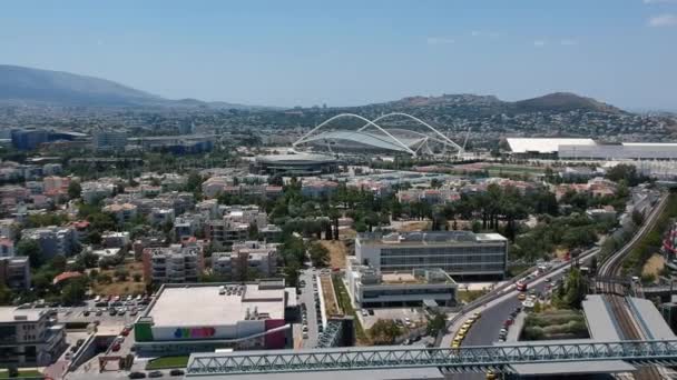 Atina Nın Kuzey Banliyölerinin Havadan Panoramik Manzarası Atina Alışveriş Merkezi — Stok video