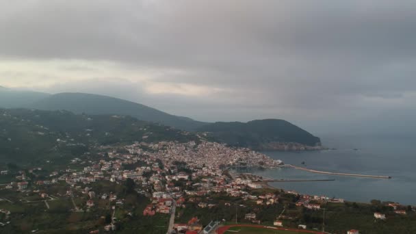 Krásný Letecký Výhled Známé Město Skopelos Známé Také Jako Chora — Stock video