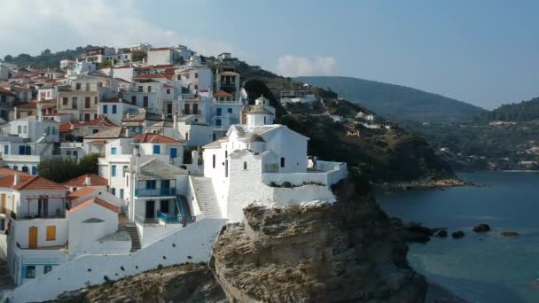 Yunanistan Sporades Adası Ndaki Chora Olarak Bilinen Ünlü Zelos Kasabasının — Stok video