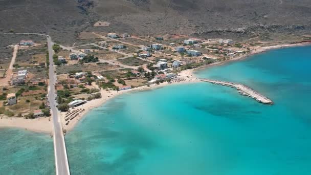 Aerial View Diakofti Town Hot Summer Day Kythera Island Greece — Vídeos de Stock