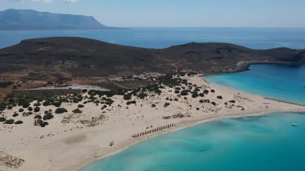 Widok Lotu Ptaka Plaży Simos Wyspie Elafonisos Grecji Elafonisos Mała — Wideo stockowe