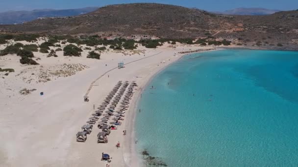 Vista Aérea Playa Simos Isla Elafonisos Grecia Elafonisos Una Pequeña — Vídeos de Stock