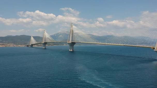 Вид Воздуха Мост Рио Антирио Харилаос Трикупис Один Самых Длинных — стоковое видео