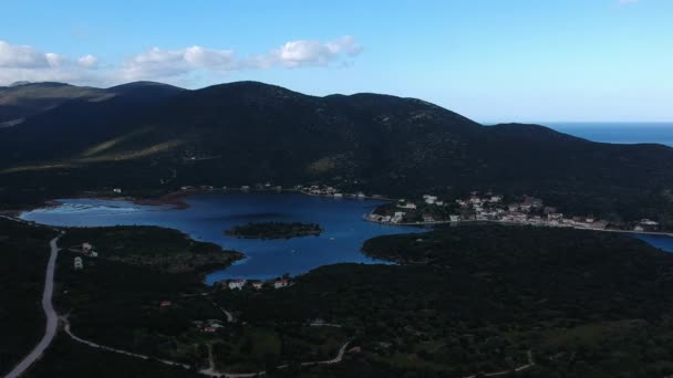 Belle Vue Aérienne Ierakas Gerakas Village Pêcheurs Pittoresque Laconie Grèce — Video