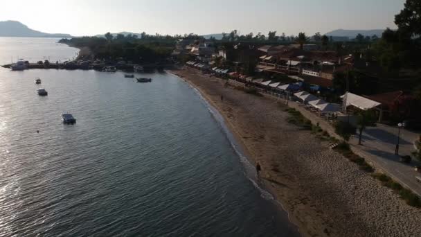 Vista Aérea Panorámica Ciudad Costera Gialova Bahía Navarino Uno Los — Vídeos de Stock