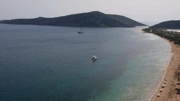 Panoramic Aerial View Shipwreck Divari Beach Navarino Bay Gialova One — Stock Video