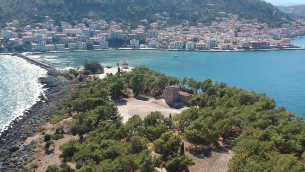 Aerial View Nisis Kranai Kranai Islet Gytheio Laconia Greece — Stock Video