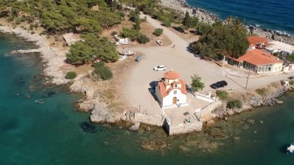 Aerial View Nisis Kranai Kranai Islet Gytheio Laconia Greece — Vídeo de Stock