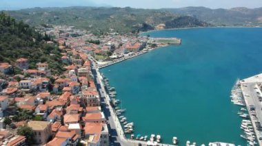 Aerial view over the picturesque seaside town of Gytheio, Lakonia, Peloponnese, Greece