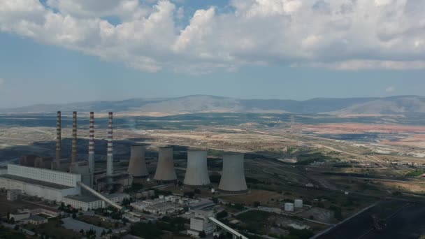 Elektrownia Węglowa Jest 550 Megawatową Elektrownią Węglową Ptolemaida Macedonii — Wideo stockowe