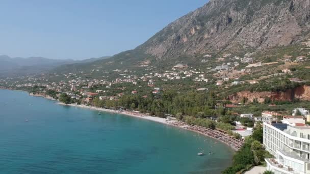 Aerial View Almyros Beach Luxurious Hotels Resorts Kato Verga Kalamata — Wideo stockowe