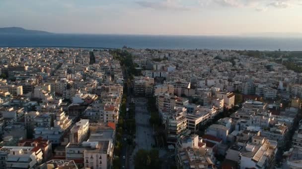 Vacker Panorama Utsikt Över Centrum Kalamata Stad Grekland Flygfoto Över — Stockvideo