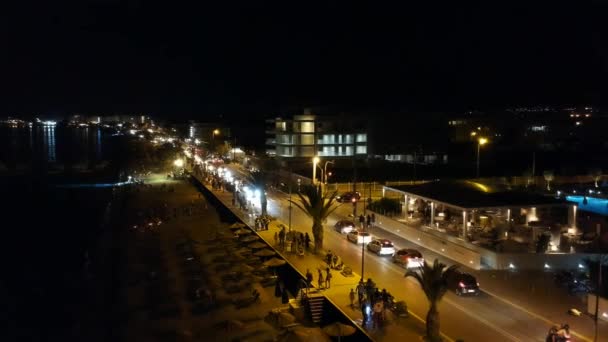 Scenic Panoramic Aerial Night View Seaside Kalamata City Greece Kalamata — Vídeo de stock