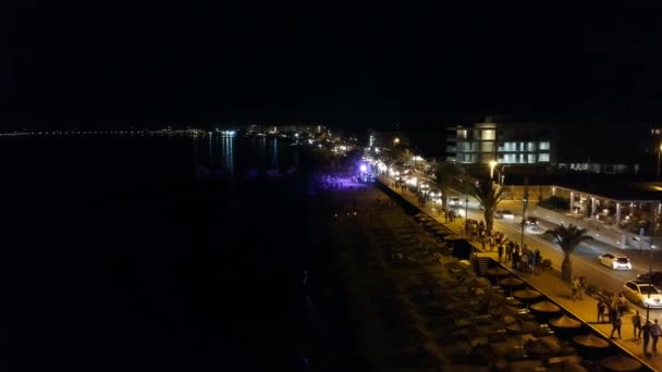 Scenic Panoramic Aerial Night View Seaside Kalamata City Greece Kalamata — Stock Video