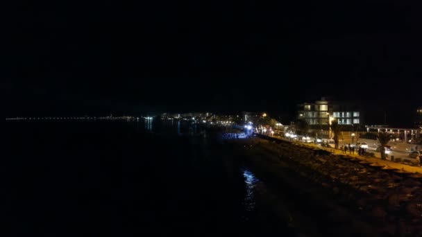 Scenic Panoramic Aerial Night View Seaside Kalamata City Greece Kalamata — Vídeo de stock