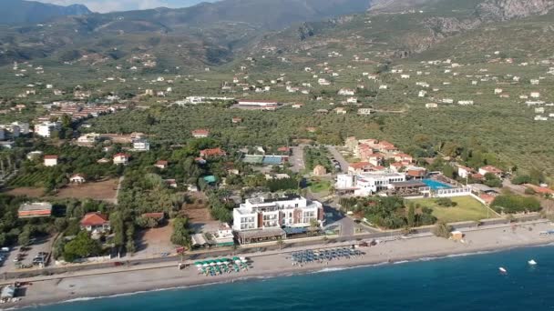 Vista Aérea Beira Mar Sobre Cidade Kalamata Messínia Grécia Pôr — Vídeo de Stock