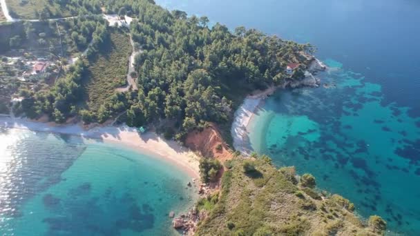 Aerial View Majestic Beach Kokkinokastro Alonnisos Island Sporades Greece — Stock Video