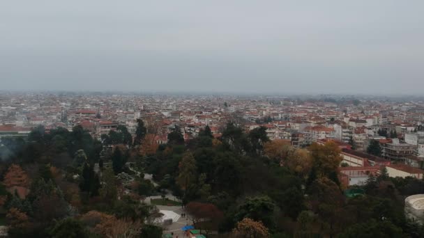 Pemandangan Panorama Udara Atas Pusat Kota Kota Katerini Pieria Yunani — Stok Video