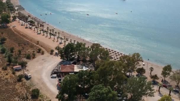 Aerial View Paralia Karathonas Beach Nafplio City Greece — Vídeo de Stock