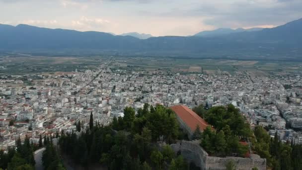 Vue Aérienne Panoramique Sur Ville Lamia Grèce Centré Sur Célèbre — Video