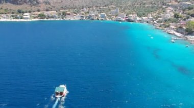 Iconic aerial view over the picturesque famous Limeni village in Mani area Laconia, Greece