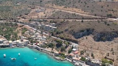 Iconic aerial view over the picturesque famous Limeni village in Mani area Laconia, Greece