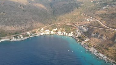 Iconic aerial view over the picturesque famous Limeni village in Mani area Laconia, Greece