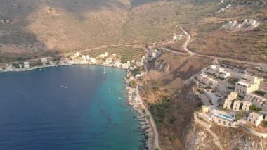 Iconic aerial view over the picturesque famous Limeni village in Mani area Laconia, Greece