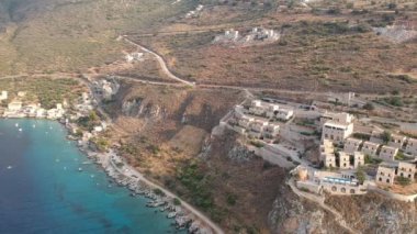 Iconic aerial view over the picturesque famous Limeni village in Mani area Laconia, Greece